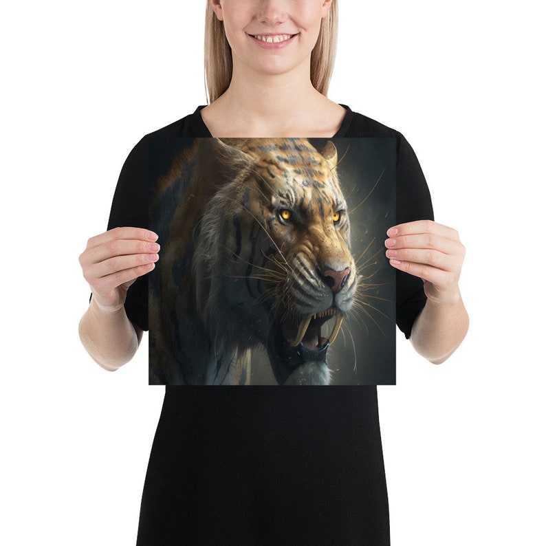 Growling-angry-sabertooth Tiger-extinct-kids Room-wall Art-home Decor ...