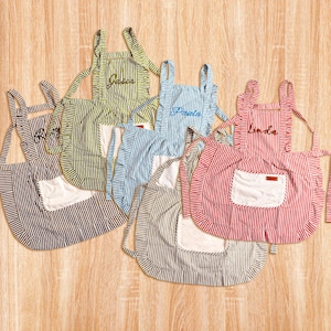 Embroidered Name Designer Apron for Adult Artists, Studio Adjustable Coverall, Washable Crafting Smock, Unique Birthday Gift for Painters