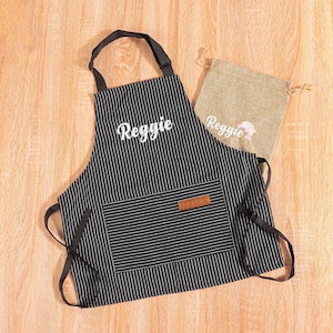 Personalized Name Apron for Children, Striped Cooking Apron with Adjustable Straps, Perfect Birthday or Holiday Surprise Gift