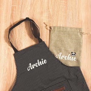 Personalized Name Apron for Children, Striped Cooking Apron with Adjustable Straps, Perfect Birthday or Holiday Surprise Gift