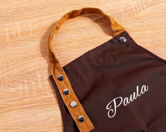 Personalized Kids Apron with Embroidered Name - Adjustable Canvas Art Smock for Toddlers, Painting & Cooking, Custom Gift for Birthdays