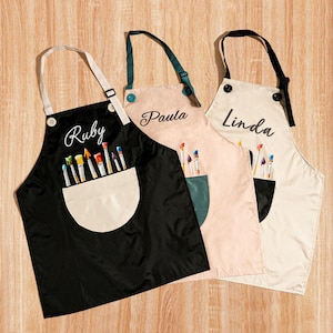 Personalized Children&#39;s Chef Apron with Embroidery, Washable Kitchen & Art Smock for Birthday Party, Baking Class, Gift for Little Artists