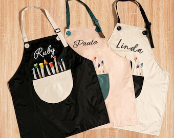 Tablier de chef enfant personnalisé avec broderie, blouse de cuisine lavable et art déco pour fête d'anniversaire, cours de pâtisserie, cadeau pour petits artistes