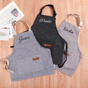 Personalized Apron for Kids, Custom Toddler Apron Embroidery Name, Striped Apron, Cooking Party, Birthday Gift for Kids, Custom Apron