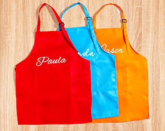 Custom Kids Apron with Name/Logo | Personalized Art & Cooking Apron for Toddler Birthday Party, Preschool, Gift, Embroidered Name