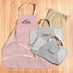 Custom Children&#39;s Personalized Name Apron, Striped Cooking with Adjustable Straps, Perfect Birthday Present or Holiday Surprise Gift for Kid