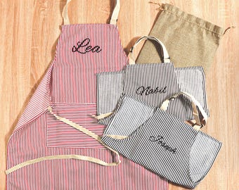 Custom Children's Personalized Name Apron, Striped Cooking with Adjustable Straps, Perfect Birthday Present or Holiday Surprise Gift for Kid