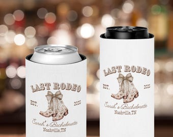 Custom Last Rodeo Bachelorette Can Coolers Coquette Favors Western Bachelorette Party Favor Nash Bash Cowgirl Bridal Shower Gift, Nash Bash