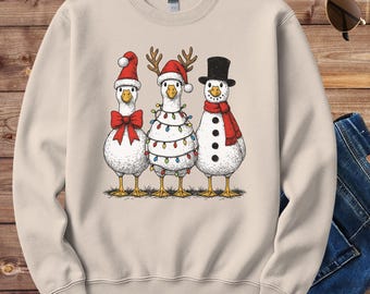 Christmas Goose Sweatshirt, Merry Christmas Shirt, Funny Christmas Gift, Santa Goose Sweatshirt, Funny Goose Sweater, Goose Crewneck
