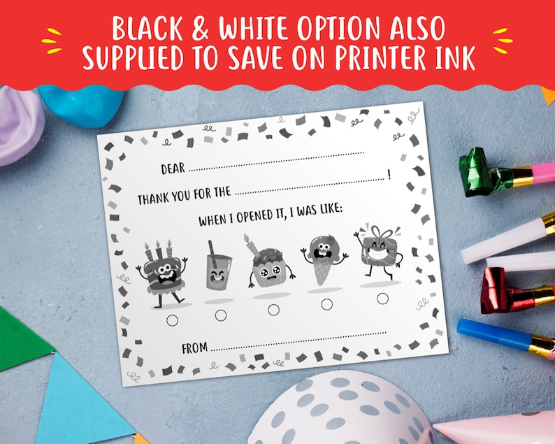 Kids Printable Fill in the Blank Thank You Card, Kids Printable Thank ...
