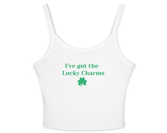 Lucky St Patrick's Day Tank Top, Shamrock Fitted Tank, Lucky Charms Drinking Shirt, Holiday St Paddy's Day Shirt, Cropped Top, St. Patty's