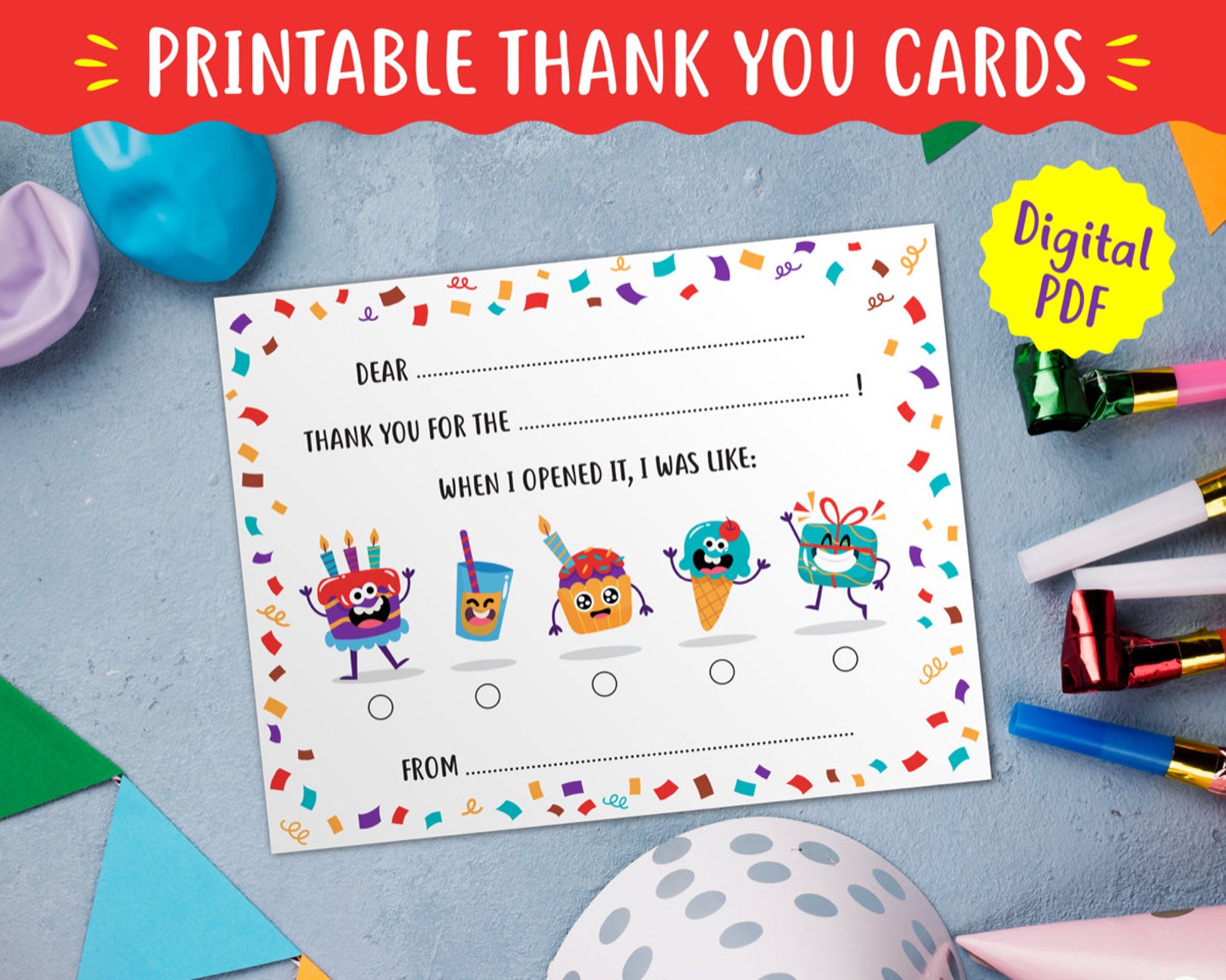 Kids Printable Fill in the Blank Thank You Card, Kids Printable Thank ...
