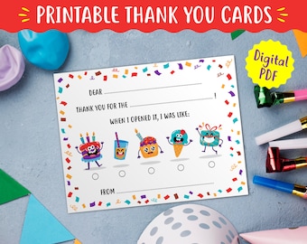Afdrukbare kinderen vul de lege bedankkaart in, afdrukbare bedankbriefje voor kinderen, direct downloaden