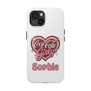 Personalized Coca Cola Phone Case, Coquette Aesthetic iphone case, iphone 15, 16, Coke Girly Gift, Coquette Bows, Gift for Coke Lover