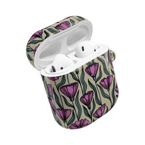 Floral AirPod Case, Boho Flower Design, Cute Airpod Case, Hard Cover For Airpods Pro 1 2 3 - Carabiner Included
