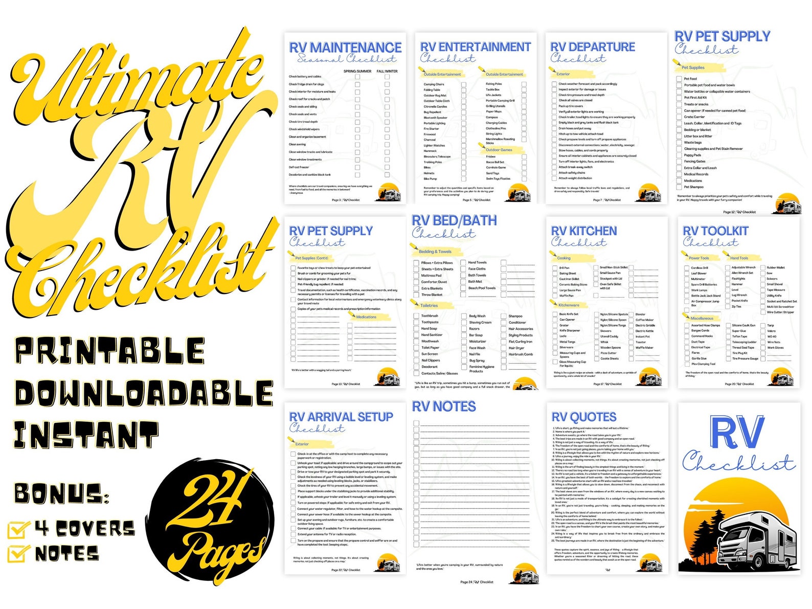 RV Printable Checklists RV Planning Camping Planning Checklist Camping