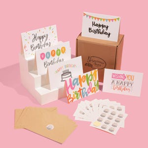 120 Pack Blank Birthday Cards, Bulk Birthday Card Pack, Greeting Cards for Birthday, Includes Craft Paper Envelopes and Stickers