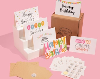120 Pack Blank Birthday Cards, Bulk Birthday Card Pack, Greeting Cards for Birthday, Includes Craft Paper Envelopes and Stickers