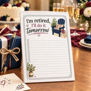 Funny Retirement Gift Memo Pads, Set of 2 Retired Checklist Notepads