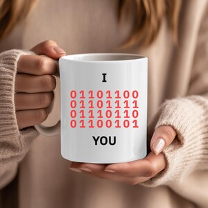 Binary Code Love Mug, Programmer Valentine Gift