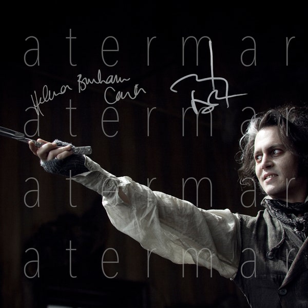 Sweeney Todd firmó Johnny Depp Helena Bonham Carter 8"x10" rp foto autógrafo fotografía cartel impresión reimpresión
