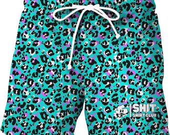 Turquoise Tempest Leopard Print Shorts