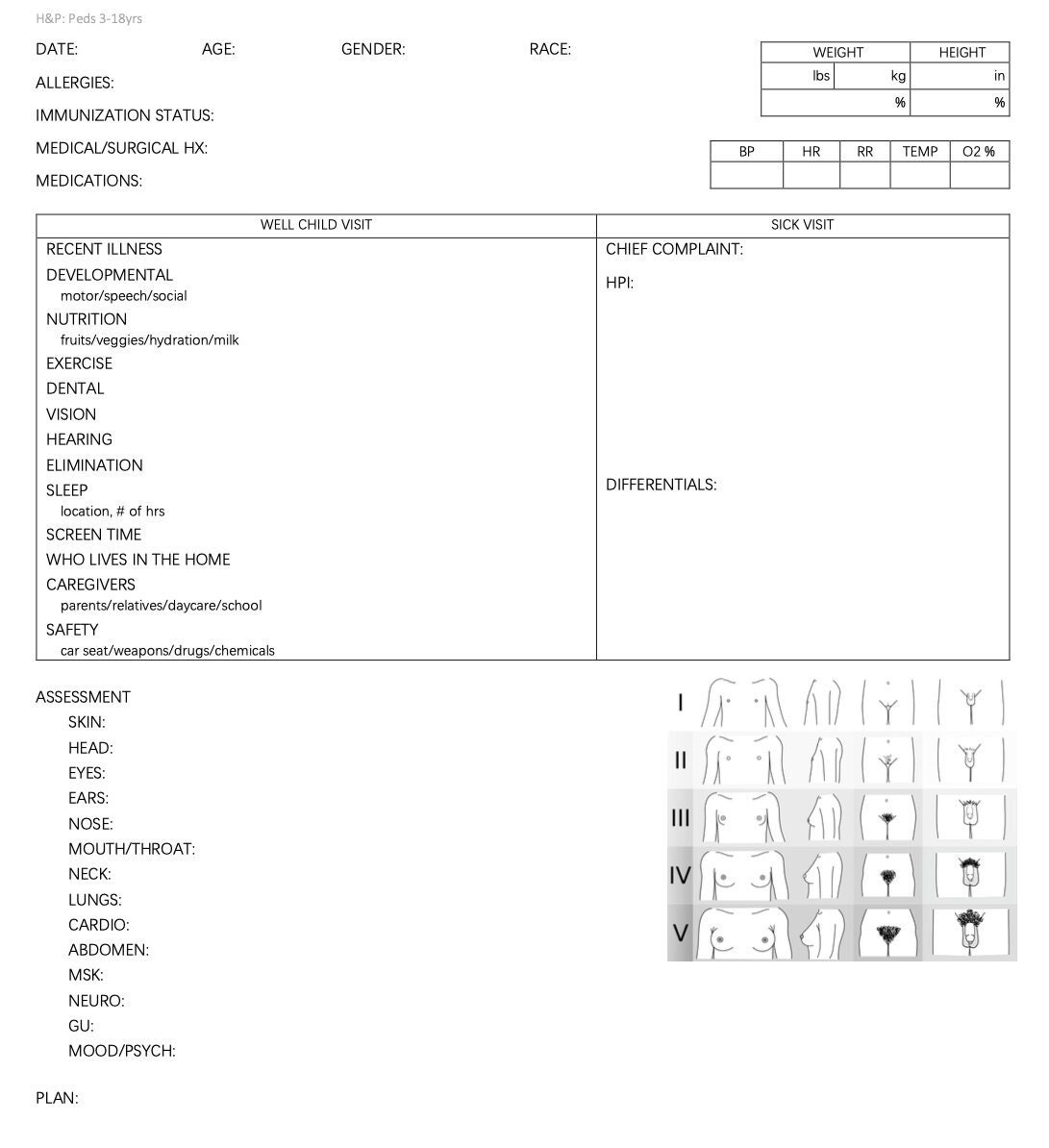 Pediatric 318 Years H&P Documentation Sheet PDF 1 Page Etsy Pediatric 318 Years H&P Documentation Sheet PDF 1 Page Etsy