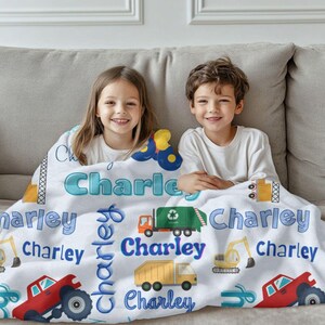 Personalized Truck Blanket - Boys Custom Name Blanket - Kids Travel Gifts - Custom  Birthday Gift for Toddler Boys - Baby Shower Gifts