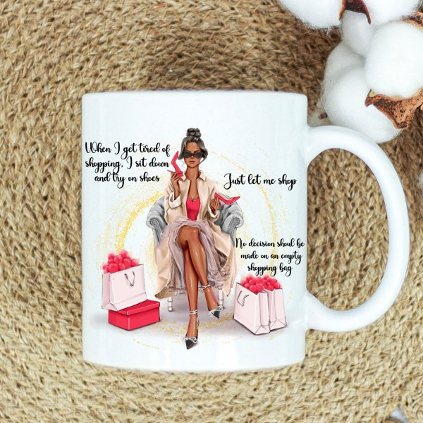 Black It Girl Ceramic Quote Mug, Fashionable Office Gifts, Glam Coffee Mug, Perfect Gift for Fashionista, Stylish Shopaholic Graphic Tea Cup