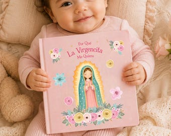 Personalized Virgen De Guadalupe Spanish Baby Book - Custom Catholic Goddaughter Gift - Baptism Gift for Girl