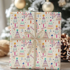 Personalisierte Weihnachten Baum Geschenkpapier - Benutzerdefinierte Urlaub Doodle Geschenkpapier mit Namen - Matte oder Glänzende Umweltfreundliche Geschenkverpackung