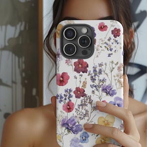 Floral Phone Touch Case - Cute Cottagecore Wild Flower Phone Case for Iphone 16 15 14 13 12 Pro Max - Google - Samsung Galaxy S24 S25 S22