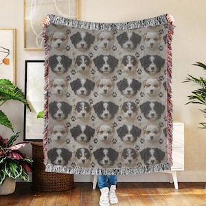 Dog Woven Blanket - Dog Blanket Tapestry - Pet Lover Throw Blanket - Cute Blanket Wall Art Tapestry - New Home Gift - Gift for Dog Lover