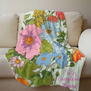 Mexican Name Blanket - Mother&#39;s Day Gifts -Spanish Birthday Name Blanket - Abuela Gifts Personalized - Baby Name Blanket - Regalo Para Mama