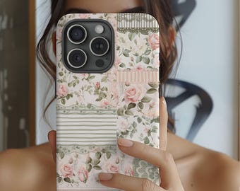 Cottagecore Floral Patchwork Tough Phone Case - iPhone 17 Cover