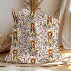 Personalized Virgen De Guadalupe Blanket - Custom Mexican Catholic Name Blanket