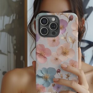 Pressed Flowers 3D iPhone Tough Case - Cottagecore Wild Flower Phone Cover For Iphone 16 15 14 13 12 11 Pro Max - Samsung Galaxy S24 s25 s22