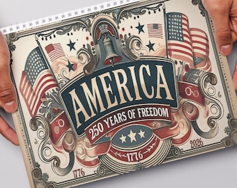 VS 250 Years of Freedom-kalender 2026 - Revolutionaire Oorlog Maandkalender 12 maanden