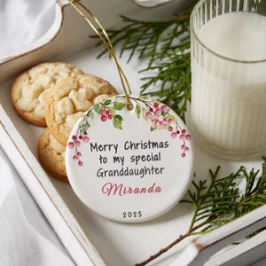 Personalized Granddaughter Christmas Ornament 2025: Custom Ceramic Holiday Keepsake