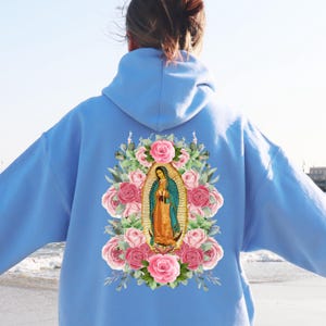 Personalized Virgen de Guadalupe Zip Hoodie – Custom Our Lady of Guadalupe Sweatshirt – Catholic Religious Gift – Mexican or Latina Sweater