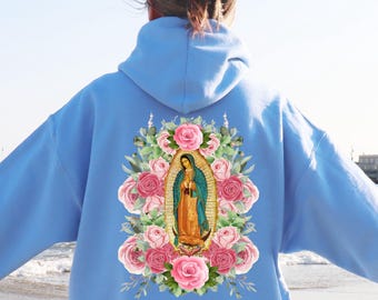 Personalized Virgen de Guadalupe Zip Hoodie: Catholic Gift