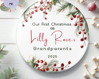 Personalized Grandparents First Christmas Ornament: Baby Announcement Keepsake