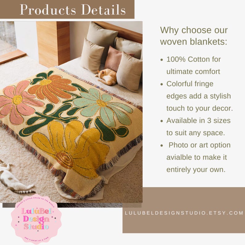 The process used for creating woven products may impact the final look of colors   Keep in mind this product is intended to be appreciated from a distance.  Fine details may not produce well close up.   Mockups do not full represent final product