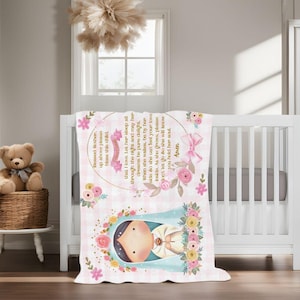 Holy Mary Catholic Infant Blanket - Catholic Children&#39;s Gift - Customizable Baby Shower Gifts - Baptism Gift - Virgin Mary Name Swaddle