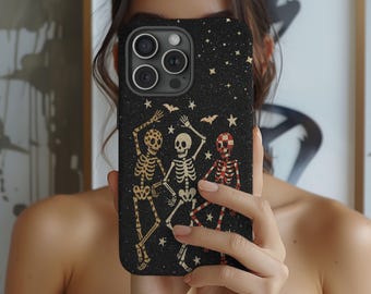 Funda rígida con esqueleto danzante: una cubierta de Halloween espeluznante para iPhone, Samsung y Google