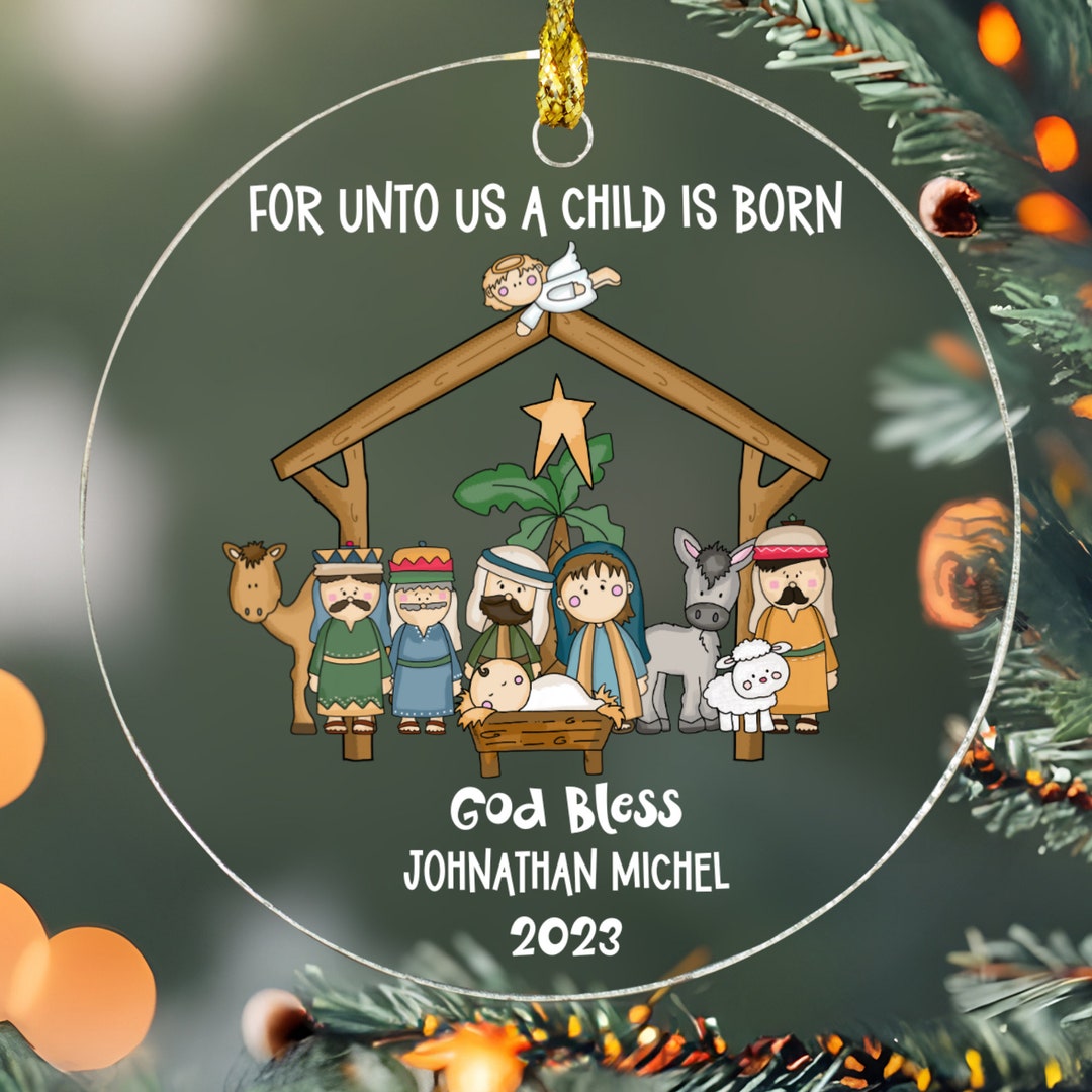 Personalized Kids Nativity Ornament Manger Ornament Custom Etsy