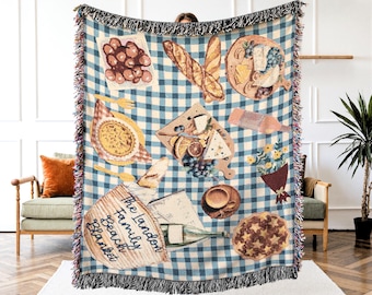 Personalized Woven Picnic Blanket: Cottagecore Cotton Beach Throw
