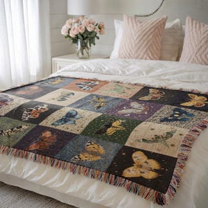 Shown as bed throw.