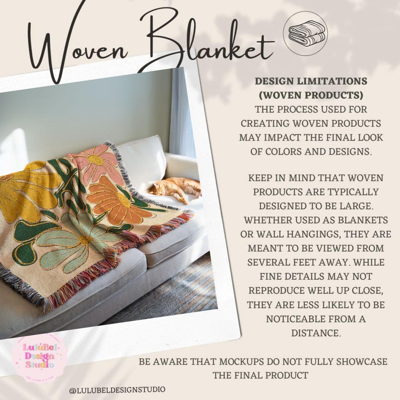 Why choose our blanket:  100% cotton, colorful fringe edges adds a stylish touch, available in 3 size to suit your space, photo or art option to make it entirely your own.