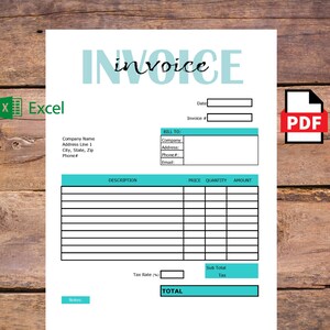 Plantilla de factura para pequeñas empresas / Plantilla comercial para Excel / Plantilla de factura simple / Plantilla de factura para Excel / PDF de factura comercial